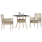 Garden Dining Set 3 pcs Beige Poly rattan 3334929