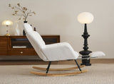 Teddy Fabric Tufted Upholstered Rocking Chair Padded Seat with Headrest and Foldable footrest For W1397P232247