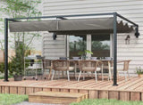 3 x 4m Lean To Steel Pergola, with Moving Fabric Canopy - Dark Grey T3398P317620