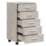 Drawer Cabinet with Castors Concrete Grey Engineered Wood 342672