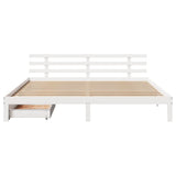 Bed Frame with Drawers without Mattress White 200x200 cm 3302019