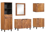 Bathroom Sets 5 pcs Acacia Brown Winish Solid Mango Wood 3310039