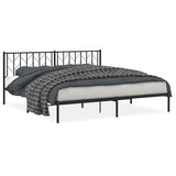 Metal Bed Frame without Mattress with Headboard Black 193x203cm 374443