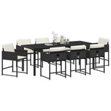 Garden Dining Set 9 pcs Black Poly Rattan 3380716