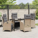 Garden Dining Set with Cushion 5 pcs Beige Poly Rattan 3380563