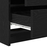 Dressing Table with Mirror Lights 3 pcs Black Engineered wood 3334219