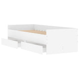 Bed Frame White Engineered wood, Plywood Single Bed Frame 3207350