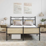 Bed Frame without Mattress Sonoma Oak 140x200 cm Engineered Wood 4106981
