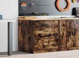Garage Storage Cabinet Smoked Oak 60x51x85 cm Solid Wood Pine 860602