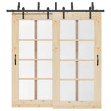 Sliding Door Hardware Kit 213,5 cm Steel Black 3295720