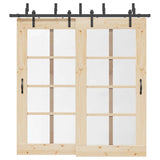 Sliding Door Hardware Kit 213,5 cm Steel Black 3295720