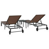 Sunbed Reclining 2-person 3 pcs Brown Poly Rattan 42004130