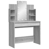 Dressing Table with LED Lights Grey Sonoma 96x40x142 cm 837898