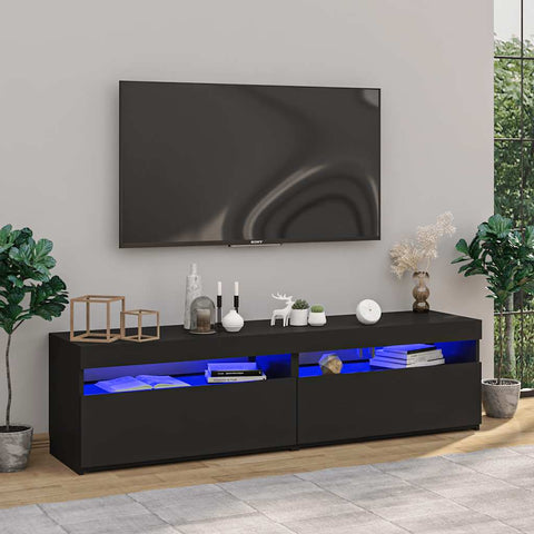 TV Cabinets 2 pcs with LED Lights Black 75x35x40 cm 804394