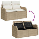 Garden Sofa with Cushion Beige 121 x 62 x 69cm Poly Rattan 42006726