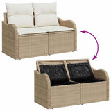 Garden Sofa with Cushion Beige 121 x 62 x 69cm Poly Rattan 42006726