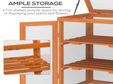 3-tier Wood Greenhouse Garden Polycarbonate Cold Frame Balcony Grow House w/ Storage Shelf for T3398P315402