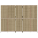 Room Divider 5 Panels Beige Poly Rattan 365351