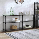 Console Table with Black Glass Top 194.5x30x81 cm Steel 846035