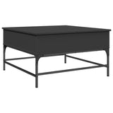 ZNTS Coffee Table Black 80x80x45 cm Engineered Wood and Metal 845401