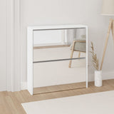 Shoe Cabinet with Mirror 2-Layer High Gloss White 63x17x67 cm 342631