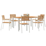 Garden Dining Set 7 pcs Solid Teak Wood and Stainless Steel 3334784