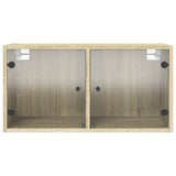 Wall Cabinet with Glass Doors Sonoma Oak 68.5x37x35 cm 836501