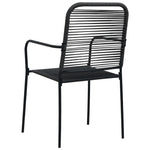 7 Piece Outdoor Dining Set Cotton Rope and Steel Black 48570