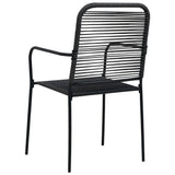 7 Piece Outdoor Dining Set Cotton Rope and Steel Black 48570