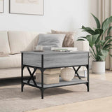 Coffee Table Grey Sonoma 70x50x50 cm Engineered Wood and Metal 845354