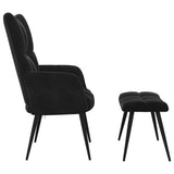 Relaxing chair with Footstool Black Velvet 42022449