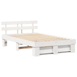 Bed Frame with Headboard White 120 x 190 cm Solid Pine Wood 872495