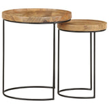 2 Piece Coffee Table Set Solid Mango Wood and Steel 321705