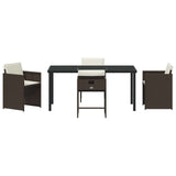 Garden Dining Set 5 pcs Brown Poly Rattan 3380699