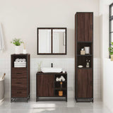 3 Piece Bathroom Furniture Set Brown Oak Engineered Wood 3301029
