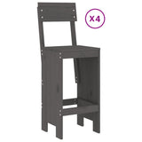 5 Piece Garden Bar Set Grey Solid Wood Pine 3157807