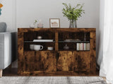 Side Cabinets with LED Lights 2 pcs Smoked Oak Engineered Wood 836639