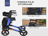 4 Wheel Rollator with Seat and Back, Folding Mobility Walker with Carry Bag, Adjustable Height, Dual T3398P344708
