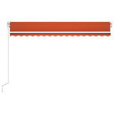 ZNTS Manual Retractable Awning with LED 450x350 cm Orange and Brown 3069005