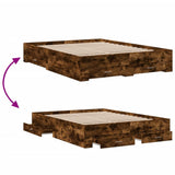 Bed Frame Smoked oak Engineered wood, Plywood Double Bed Frame 3280388