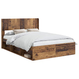 Bed Frame with Storage and Headboard Old Wood 140 x 190 cm 3414217