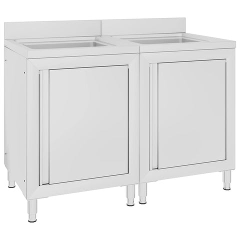 ZNTS Commercial Kitchen Sink Cabinets 2 pcs Stainless Steel 3058273