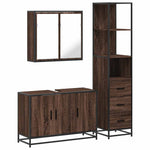 ZNTS 3 Piece Bathroom Furniture Set Brown Oak Engineered Wood 3301134