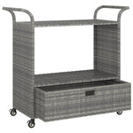 Bar Cart with Drawer Grey 100x45x97 cm Poly Rattan 316664