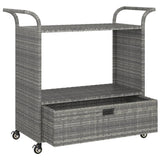 Bar Cart with Drawer Grey 100x45x97 cm Poly Rattan 316664