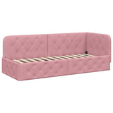 Corner Bed Frame with Headboard Pink 80 x 200 cm Velvet 42016516