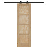 Sliding Door Natural and Black 61 x 198.5 cm Solid Pine Wood 3445449