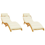 Sun Lounger Set of 2 Cream Solid acacia wood Adult Size 3155475