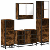 4 Piece Bathroom Furniture Set Smoked Oak Engineered Wood 3301302