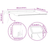 Manual Awning Frame with LEDs Burgundy and White 3.5 x 2.5 m 3420596
